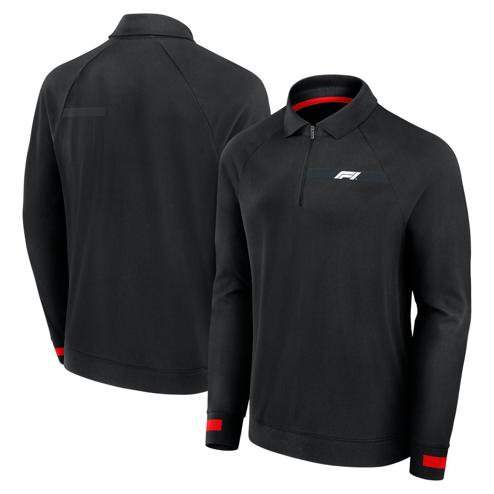  Formula 1 Iconic Raglan Long Sleeve Quarter-Zip Polo - Black
